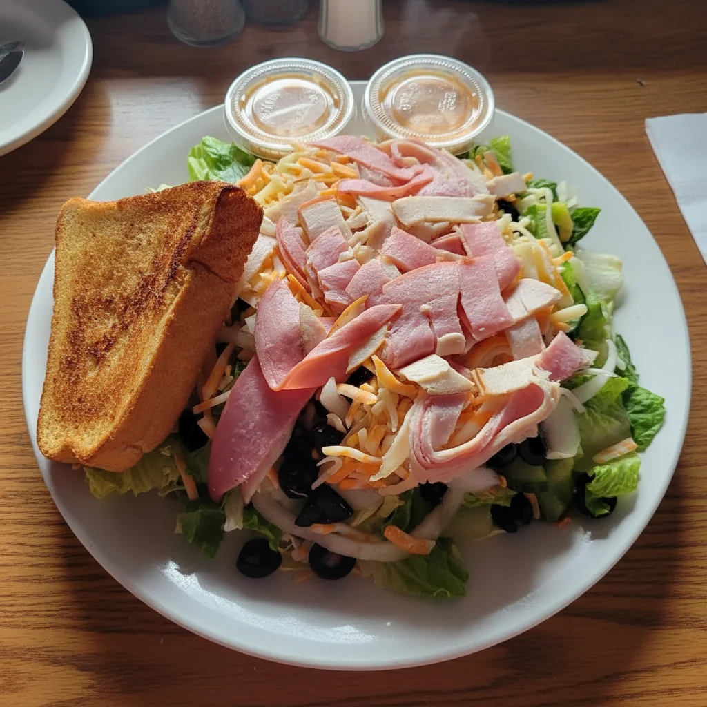 Chef Salad at Pappa's Family Restaurant & Lounge Edmonton - Fresh salad with ham, turkey and vegetables